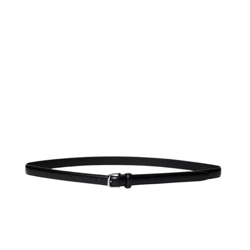 Essential Solid Brass Leather Slim Belt — Aritzia