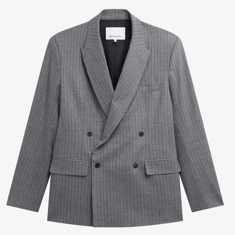 Newark Pinstripe Double Breasted Blazer — The Frankie Shop