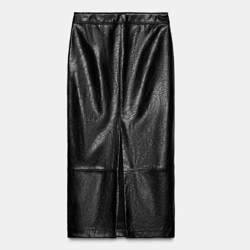 FAUX LEATHER MIDI SKIRT — Zara