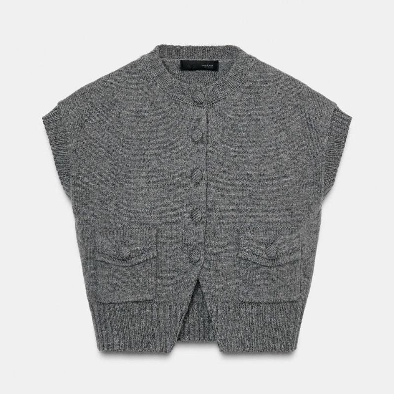 LINED BUTTON KNIT VEST — Zara