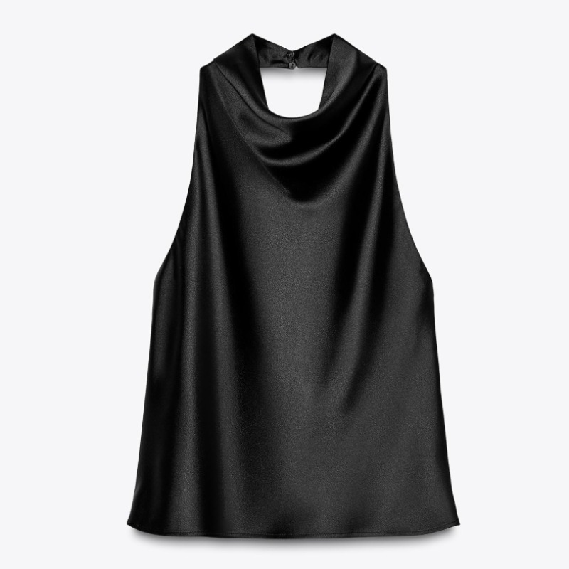 SATIN EFFECT HALTER TOP — Zara
