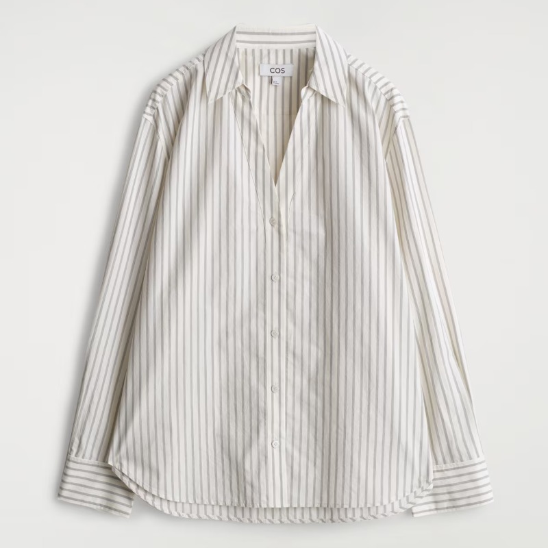 OPEN-COLLAR COTTON-POPLIN SHIRT — COS