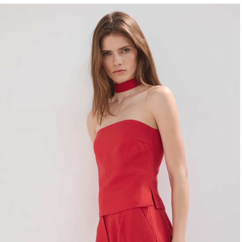 Lyocell top with neck strap — MANGO