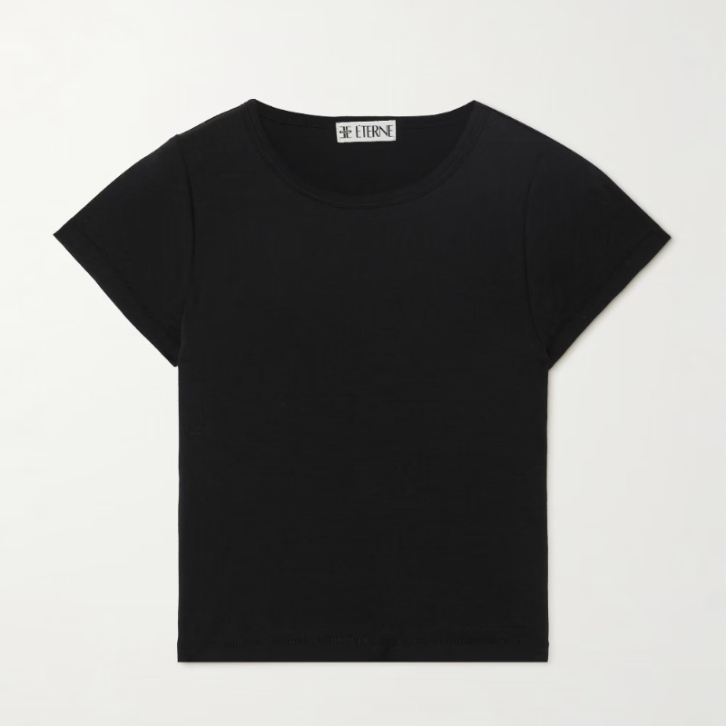Short Sleeve Baby Tee cropped cotton and modal-blend jersey T-shirt — ÉTERNE