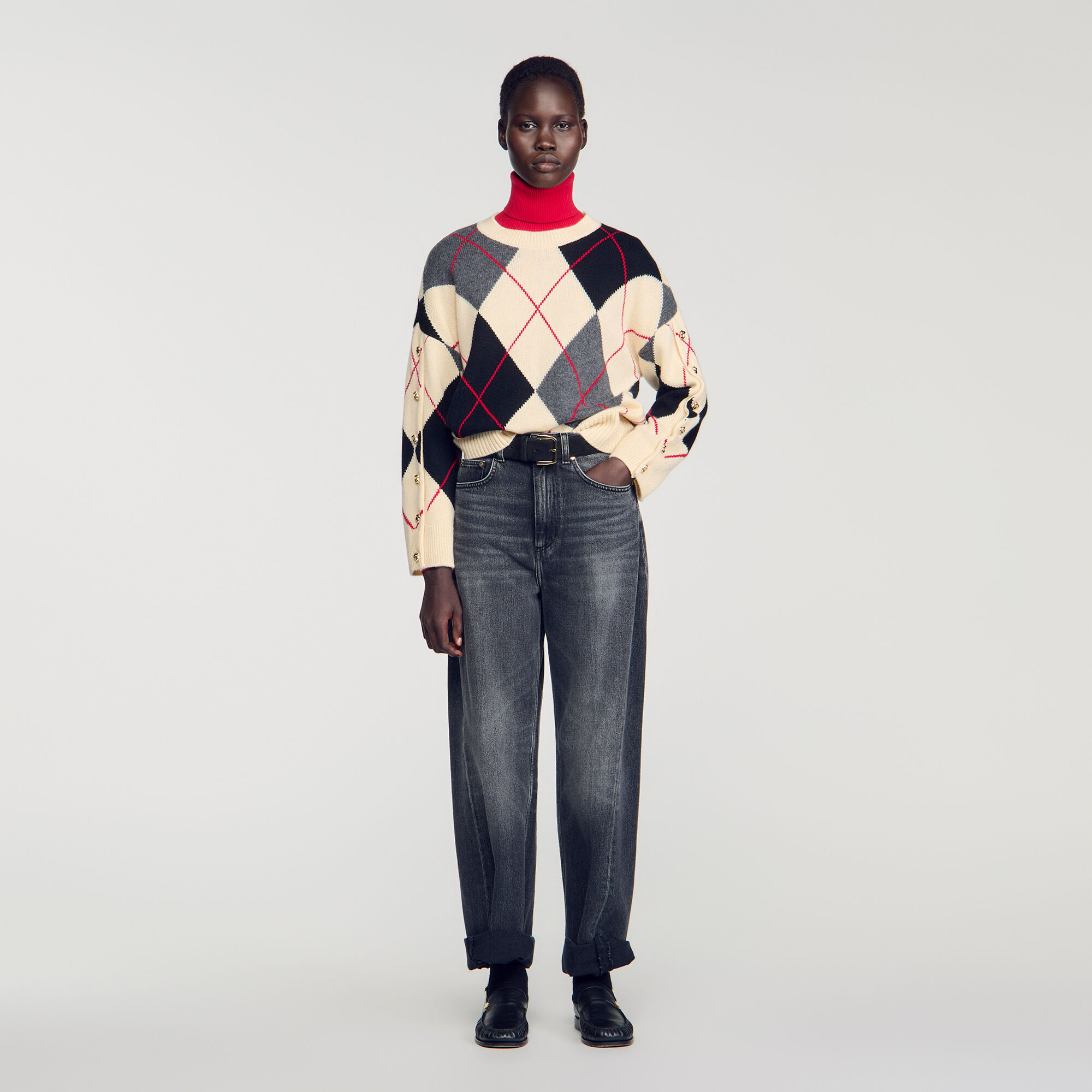 Argyle sweater with buttons — Sandro