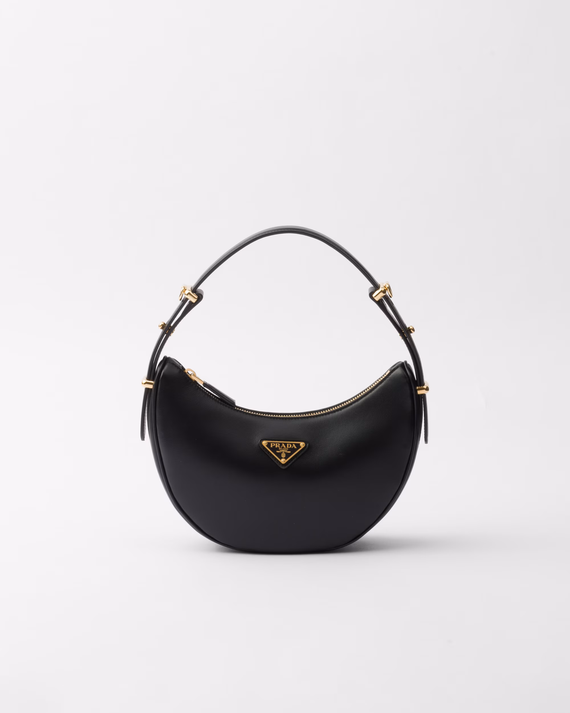 Black Prada Arqué Small Leather Shoulder Bag — Prada