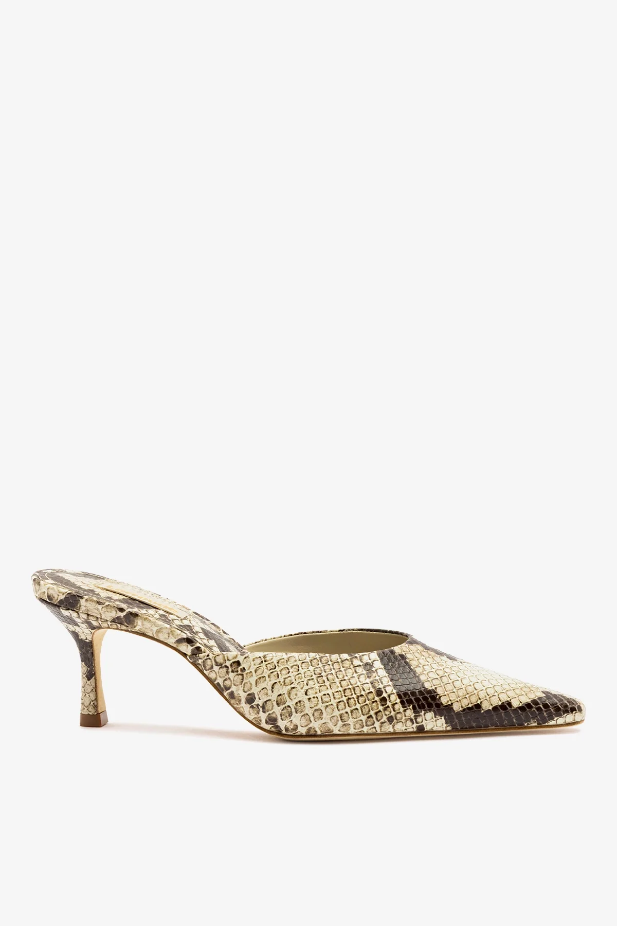 Carine Mule Neutral Snake Leather — Larroudé